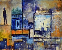 Hamid Alvi, 9 x 12 inch, Acrylic on Paper, Cityscape Painting, AC-HA-062